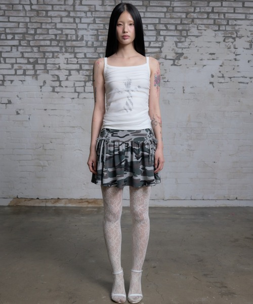 NIIER NOR(ニアノア)の「A'GEM/9 × .kom 『NIIER NOR/ニーアノア』LACE UP CAMO SKIRT/レースアップカモ スカート(スカート・レディース・グレー/カーキ・FREE)」の7枚目の写真
