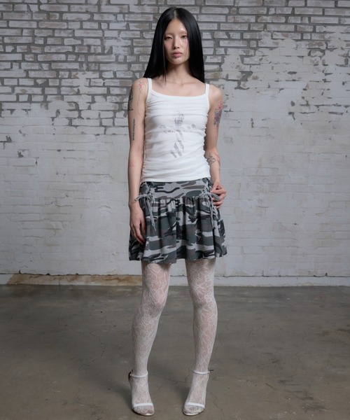 NIIER NOR(ニアノア)の「A'GEM/9 × .kom 『NIIER NOR/ニーアノア』LACE UP CAMO SKIRT/レースアップカモ スカート(スカート・レディース・グレー/カーキ・FREE)」の5枚目の写真