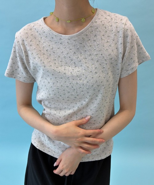 FUULLY STUDIO(フーリィーステューディオ)の「パターンメッシュハーフスリーブTEE(Tシャツ/カットソー・レディース・グレー/ホワイト・FREE)」の2枚目の写真