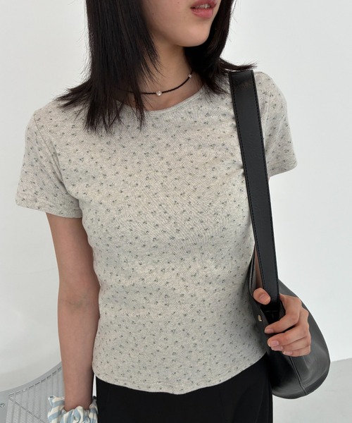 FUULLY STUDIO(フーリィーステューディオ)の「パターンメッシュハーフスリーブTEE(Tシャツ/カットソー・レディース・グレー/ホワイト・FREE)」の3枚目の写真