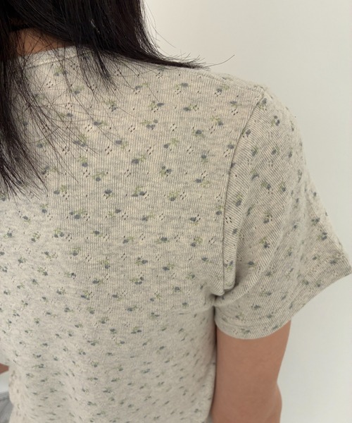 FUULLY STUDIO(フーリィーステューディオ)の「パターンメッシュハーフスリーブTEE(Tシャツ/カットソー・レディース・グレー/ホワイト・FREE)」の5枚目の写真