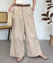 綿麻ウエストゴムワイドパンツ