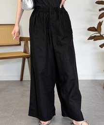 綿麻ウエストゴムワイドパンツ