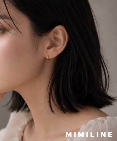 MIMILINE(ミミライン)の「ぷっくりミニループピアス/サージカルステンレス(ピアス(両耳用)・レディース・シルバー/ゴールド・FREE)」の2枚目の写真
