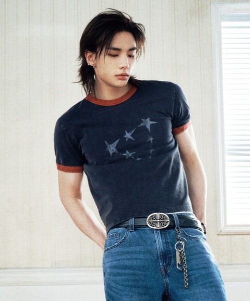 Stray Kids ヒョンジン着用】GUESS ゲス UNI S/Slv Tee Shirt Tシャツ