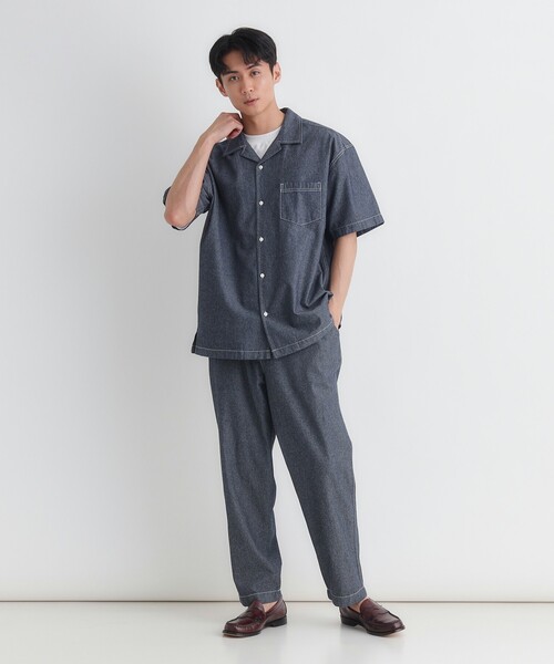 Right-on（ライトオン）の「PLUS ONE(プラスワン)シャンブレー半袖シャツ（シャツ/ブラウス・メンズ・ネイビー/ライトブルー・03/04/05/06）」の11枚目の写真
