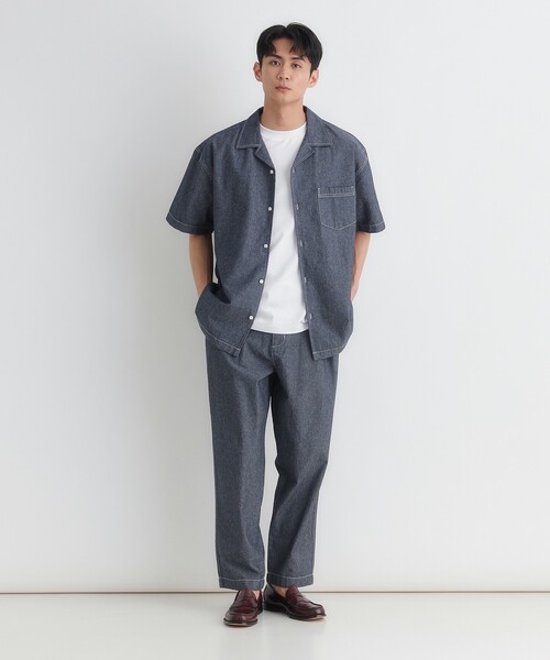 Right-on（ライトオン）の「PLUS ONE(プラスワン)シャンブレー半袖シャツ（シャツ/ブラウス・メンズ・ネイビー/ライトブルー・03/04/05/06）」の12枚目の写真