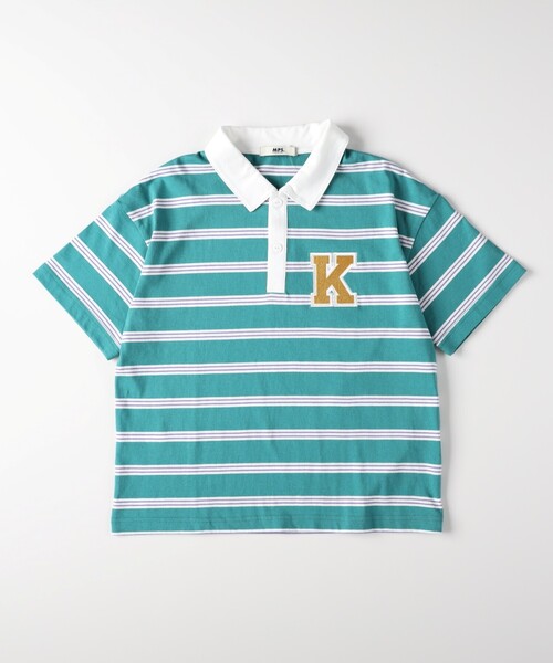 MPS(エムピーエス)の「MPS(エムピーエス)マルチボーダースキッパーTシャツ(Tシャツ/カットソー・キッズ・チャコール/グリーン系その他4・12/13/14/11)」の5枚目の写真