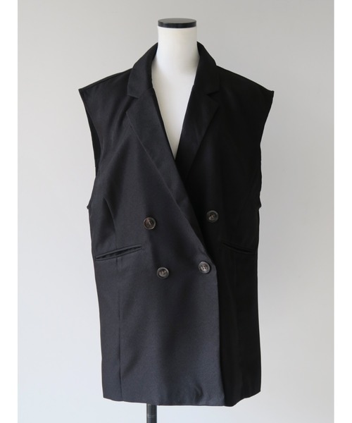 swane(スワネ)の「long tailored gilet(ベスト・レディース・ブラック/アイボリー・FREE)」の5枚目の写真