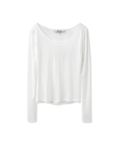 Vivacious（ビバシャス）の「ブリン シースルー ラウンドネックTシャツ_6Colors（Tシャツ/カットソー・レディース・ブラック/ブルー/ライトグレー/アイボリー/ミント/PINK・SMALL/MEDIUM）」の2枚目の写真