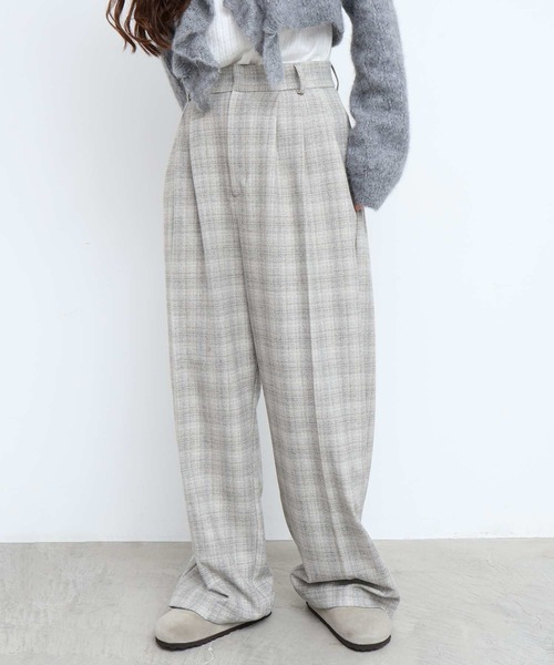 fig Ｌondon（フィグロンドン）の「CHECK 3tuck pants（その他パンツ・レディース・ブラック/グレー・1/0）」の10枚目の写真