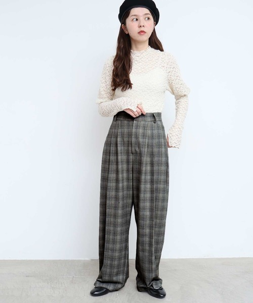 fig Ｌondon（フィグロンドン）の「CHECK 3tuck pants（その他パンツ・レディース・ブラック/グレー・1/0）」の3枚目の写真