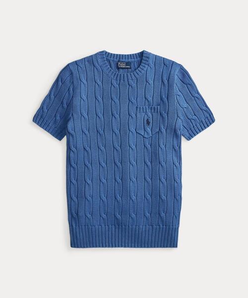 POLO RALPH LAUREN(ポロ ラルフ ローレン)の「ケーブルニット コットン ショートスリーブ セーター(ニット/セーター・レディース・ブルー・S/M/XS/L)」の8枚目の写真