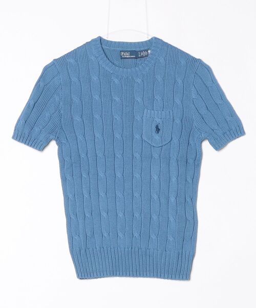 POLO RALPH LAUREN(ポロ ラルフ ローレン)の「ケーブルニット コットン ショートスリーブ セーター(ニット/セーター・レディース・ブルー・S/M/XS/L)」の7枚目の写真