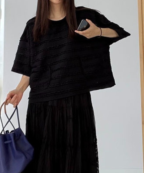 FAVORITO(ファヴォリート)の「クルーネックリラックス トップス(その他トップス・レディース・ホワイト/ブラック・F)」の12枚目の写真