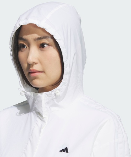 adidas（アディダス）の「スリーストライプス長袖フードアノラックジャケット【adidas Golf/アディダスゴルフ】（ブルゾン・レディース・ホワイト・SMALL/MEDIUM/LARGE/X-LARGE/X-SMALL）」の6枚目の写真