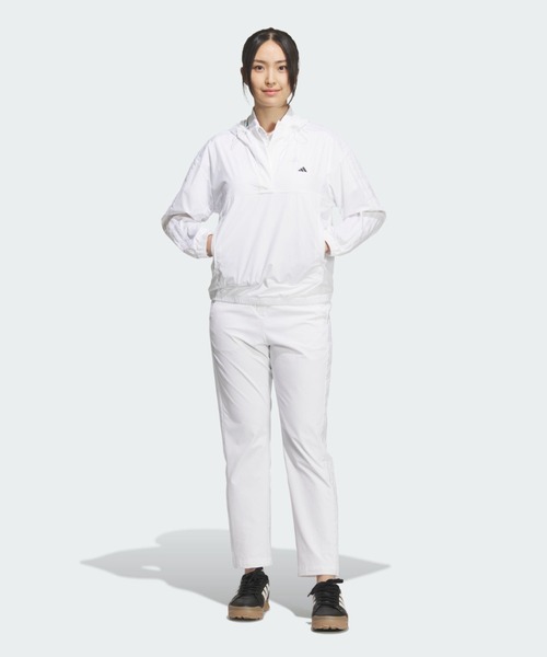 adidas（アディダス）の「スリーストライプス長袖フードアノラックジャケット【adidas Golf/アディダスゴルフ】（ブルゾン・レディース・ホワイト・SMALL/MEDIUM/LARGE/X-LARGE/X-SMALL）」の4枚目の写真