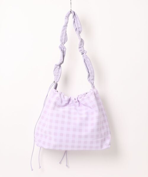 Mignonjour(ミニョンジュール)の「Mignonjour/くしゅくしゅチェック柄巾着バッグ M2963(ハンドバッグ・レディース・イエロー/パープル・FREE)」の5枚目の写真