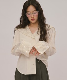 spangle lace collar blouse / スパンコールレースカラーブラウス