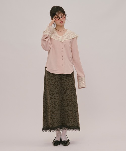 loin nuit(ロワンニュイ)の「spangle lace collar blouse / スパンコールレースカラーブラウス(シャツ/ブラウス・レディース・バーガンディー/ピンク/アイボリー・FREE)」の6枚目の写真