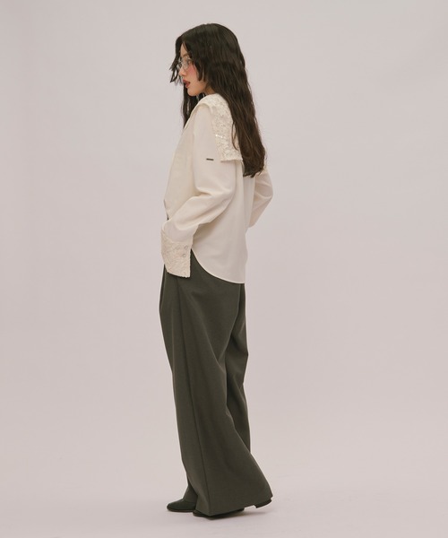 loin nuit(ロワンニュイ)の「spangle lace collar blouse / スパンコールレースカラーブラウス(シャツ/ブラウス・レディース・バーガンディー/ピンク/アイボリー・FREE)」の12枚目の写真