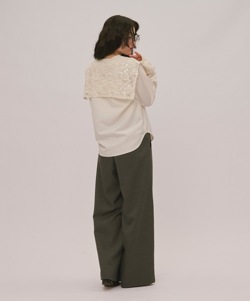 loin nuit(ロワンニュイ)の「spangle lace collar blouse / スパンコールレースカラーブラウス(シャツ/ブラウス・レディース・バーガンディー/ピンク/アイボリー・FREE)」の13枚目の写真