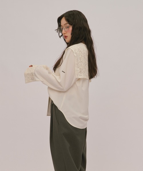 loin nuit(ロワンニュイ)の「spangle lace collar blouse / スパンコールレースカラーブラウス(シャツ/ブラウス・レディース・バーガンディー/ピンク/アイボリー・FREE)」の14枚目の写真