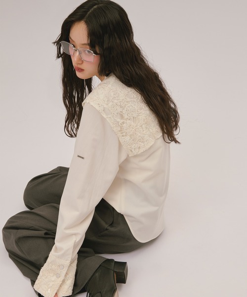 loin nuit(ロワンニュイ)の「spangle lace collar blouse / スパンコールレースカラーブラウス(シャツ/ブラウス・レディース・バーガンディー/ピンク/アイボリー・FREE)」の15枚目の写真