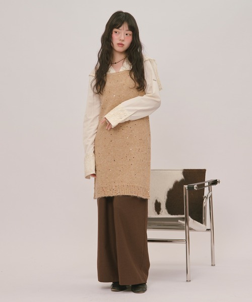 loin nuit(ロワンニュイ)の「spangle lace collar blouse / スパンコールレースカラーブラウス(シャツ/ブラウス・レディース・バーガンディー/ピンク/アイボリー・FREE)」の22枚目の写真