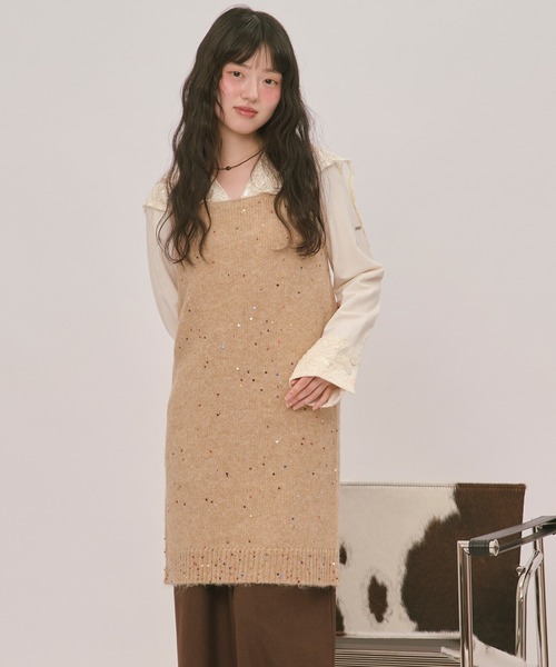 loin nuit(ロワンニュイ)の「spangle lace collar blouse / スパンコールレースカラーブラウス(シャツ/ブラウス・レディース・バーガンディー/ピンク/アイボリー・FREE)」の18枚目の写真