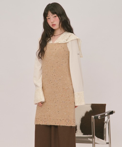 loin nuit(ロワンニュイ)の「spangle lace collar blouse / スパンコールレースカラーブラウス(シャツ/ブラウス・レディース・バーガンディー/ピンク/アイボリー・FREE)」の20枚目の写真