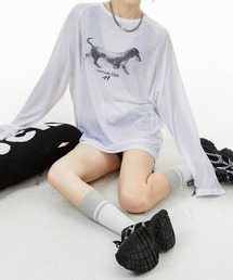 【26年秋冬新作】ドッグ グラフィック ラグラン シアー ロングTシャツ ロンT