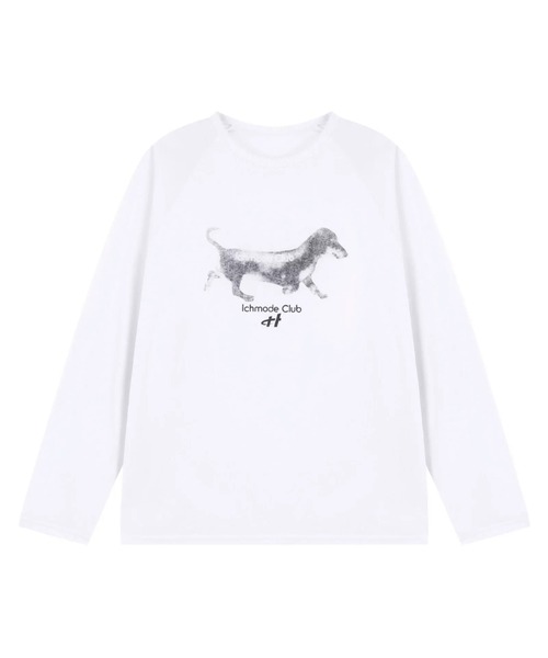 SHEPP（シープ）の「【26年秋冬新作】ドッグ グラフィック ラグラン シアー ロングTシャツ ロンT（Tシャツ/カットソー・レディース・ピンク/サックスブルー/ホワイト・F）」の21枚目の写真