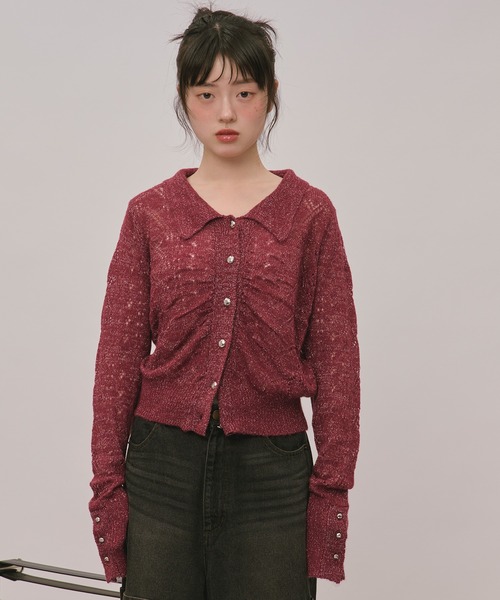 loin nuit(ロワンニュイ)の「glitter sheer knit cardigan / グリッターシアーニットカーディガン(カーディガン/ボレロ・レディース・アイボリー/ブルー/ワインレッド・FREE)」の3枚目の写真