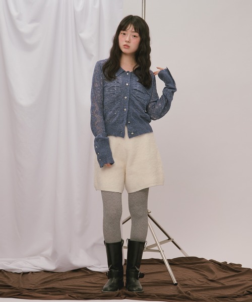loin nuit(ロワンニュイ)の「glitter sheer knit cardigan / グリッターシアーニットカーディガン(カーディガン/ボレロ・レディース・アイボリー/ブルー/ワインレッド・FREE)」の8枚目の写真
