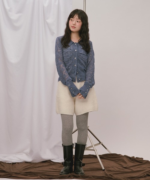 loin nuit(ロワンニュイ)の「glitter sheer knit cardigan / グリッターシアーニットカーディガン(カーディガン/ボレロ・レディース・アイボリー/ブルー/ワインレッド・FREE)」の9枚目の写真