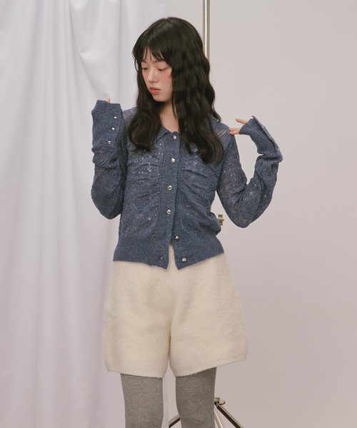 loin nuit(ロワンニュイ)の「glitter sheer knit cardigan / グリッターシアーニットカーディガン(カーディガン/ボレロ・レディース・アイボリー/ブルー/ワインレッド・FREE)」の11枚目の写真