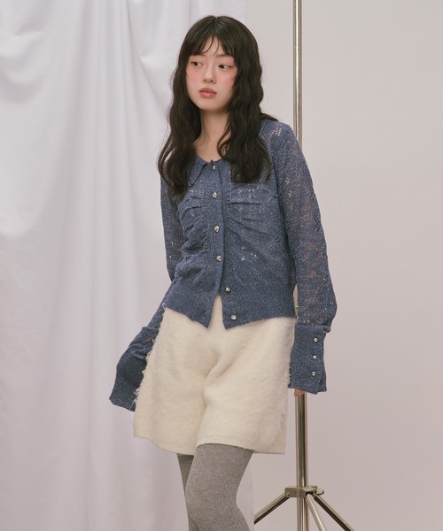loin nuit(ロワンニュイ)の「glitter sheer knit cardigan / グリッターシアーニットカーディガン(カーディガン/ボレロ・レディース・アイボリー/ブルー/ワインレッド・FREE)」の13枚目の写真
