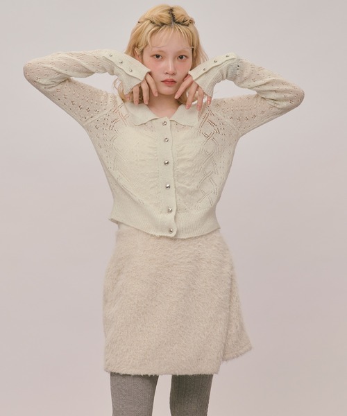 loin nuit(ロワンニュイ)の「glitter sheer knit cardigan / グリッターシアーニットカーディガン(カーディガン/ボレロ・レディース・アイボリー/ブルー/ワインレッド・FREE)」の22枚目の写真