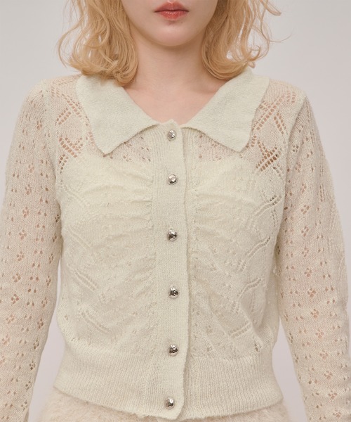 loin nuit(ロワンニュイ)の「glitter sheer knit cardigan / グリッターシアーニットカーディガン(カーディガン/ボレロ・レディース・アイボリー/ブルー/ワインレッド・FREE)」の15枚目の写真