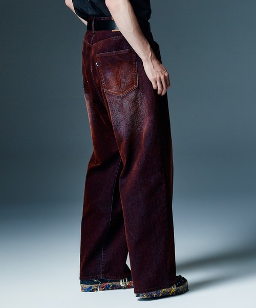 glamb(グラム)の「Gloss Flockey Denim Pants / グロスフロッキーデニムパンツ(デニムパンツ・メンズ・ブラック/ワイン・M/S/L)」の6枚目の写真