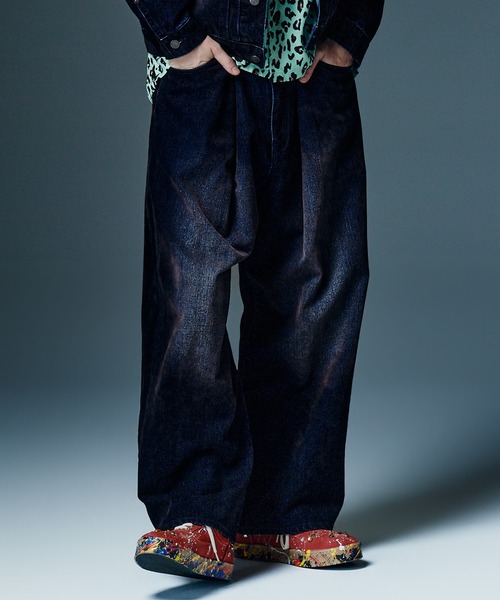 glamb(グラム)の「Gloss Flockey Denim Pants / グロスフロッキーデニムパンツ(デニムパンツ・メンズ・ブラック/ワイン・M/S/L)」の8枚目の写真