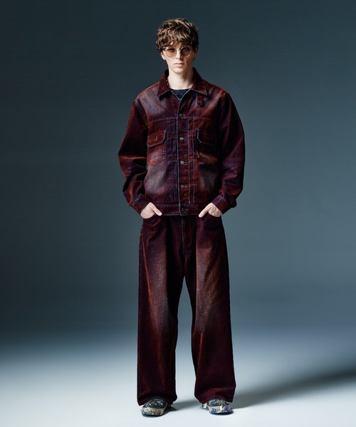 glamb(グラム)の「Gloss Flockey Denim Pants / グロスフロッキーデニムパンツ(デニムパンツ・メンズ・ブラック/ワイン・M/S/L)」の10枚目の写真