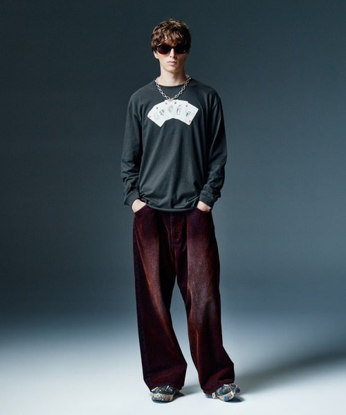 glamb(グラム)の「Gloss Flockey Denim Pants / グロスフロッキーデニムパンツ(デニムパンツ・メンズ・ブラック/ワイン・M/S/L)」の11枚目の写真