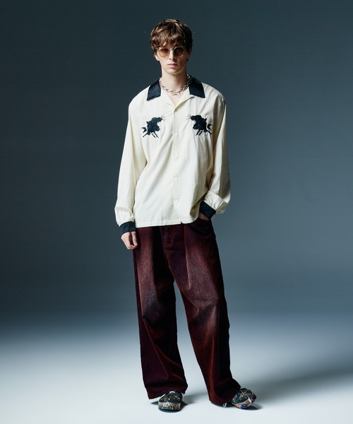 glamb(グラム)の「Gloss Flockey Denim Pants / グロスフロッキーデニムパンツ(デニムパンツ・メンズ・ブラック/ワイン・M/S/L)」の15枚目の写真