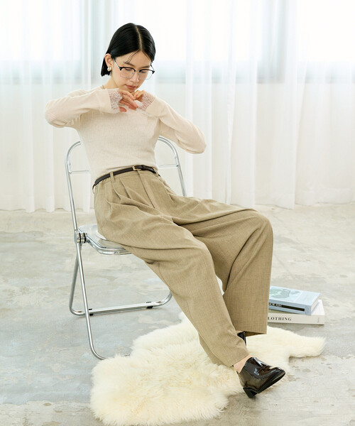 FREAK'S STORE(フリークスストア)の「ウォッシャブル レースドッキング リブニット/洗えるニット(ニット/セーター・レディース・ブルー/オフホワイト/ベージュ/ブラック・フリ-)」の17枚目の写真