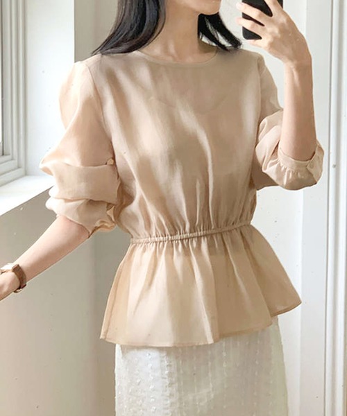 by LEGNA(バイレグナ)の「2wayシアーブラウス(シャツ/ブラウス・レディース・アイボリー/ピンクベージュ・MEDIUM/LARGE)」の2枚目の写真