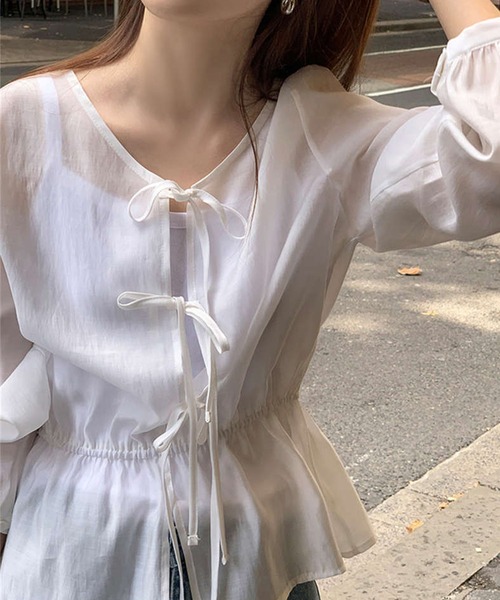 by LEGNA(バイレグナ)の「2wayシアーブラウス(シャツ/ブラウス・レディース・アイボリー/ピンクベージュ・MEDIUM/LARGE)」の12枚目の写真