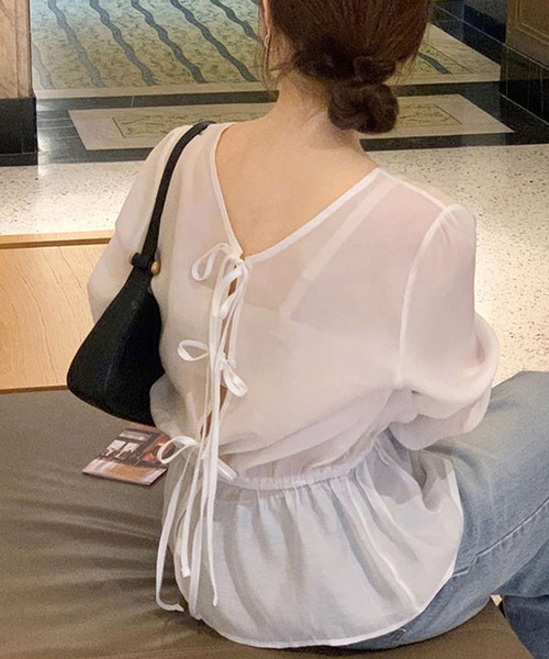 by LEGNA(バイレグナ)の「2wayシアーブラウス(シャツ/ブラウス・レディース・アイボリー/ピンクベージュ・MEDIUM/LARGE)」の14枚目の写真