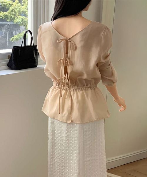 by LEGNA(バイレグナ)の「2wayシアーブラウス(シャツ/ブラウス・レディース・アイボリー/ピンクベージュ・MEDIUM/LARGE)」の5枚目の写真